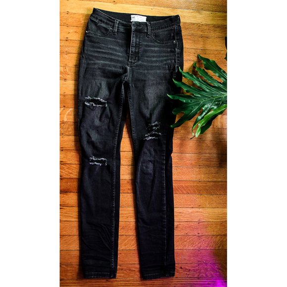 Free People Denim High Waisted Ripped Skinny Jeans - Picture 4 of 4